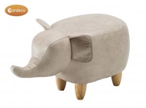 Gardeco Egor the Light Grey Elephant Leatherette Footstool