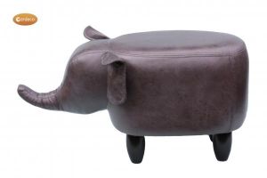 Gardeco Eliza the Dark Grey Elephant Leatherette Footstool