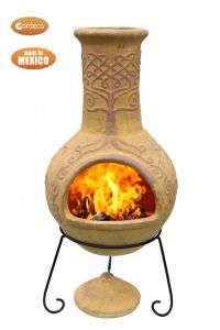 Gardeco Derwyn The Tree Extra Large Mexican Clay Chiminea Celtic Mustard