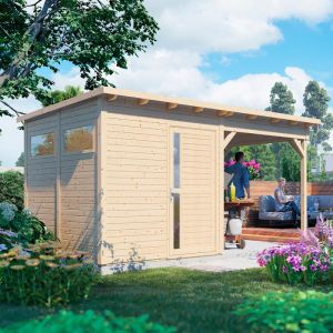 Rowlinson Bertilo Pentus 2 House Log Cabin with Extension Natural 4.7m x 2.7m 