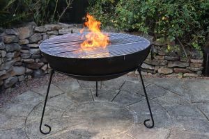 Gardeco Kadai Real Steel Fire Pit with BBQ Grill Extra Large 80cm