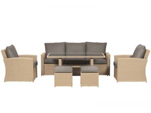 Royalcraft Wentworth Rattan Sofa Dining Set with Adjustable Table