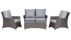 Royalcraft Paris Grey Rattan 4 Seater Lounging Coffee Set