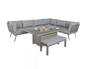 Royalcraft Mayfair 150cm x 90cm Firepit Table 8-Seater Corner Lounging Set 