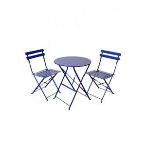  Royalcraft Padstow Navy Blue Folding Steel Bistro Set