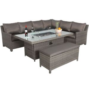 Royalcraft Paris Deluxe 170cm x 100cm Firepit Table Corner Sofa Set 