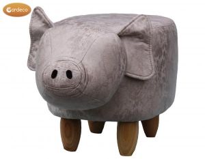 Gardeco Plato the Grey Pig Leatherette Footstool