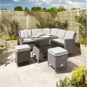 Prestbury Compact Corner Wicker Dining Set Natural Stone