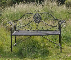 Rococo 3-Seater Metal Bench Umber Grey