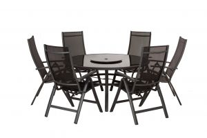 Royalcraft Sorrento 6 Seater Round Black Recliner Set 