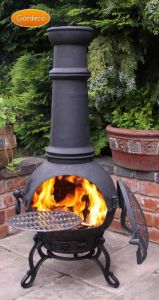 Gardeco Toledo Ex-Large Black Cast Iron Chiminea with BBQ Grill