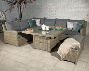 Royalcraft Wentworth Deluxe 120cm x 120cm Firepit Table Corner Sofa Set 