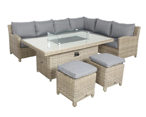 Royalcraft Wentworth Deluxe 170cm x 100cm Firepit Table Corner Sofa Set 