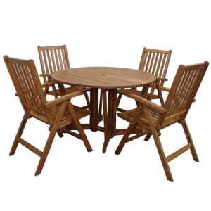 Royalcraft Henley 120cm Round Gateleg Table & 4 Manhattan Recliners