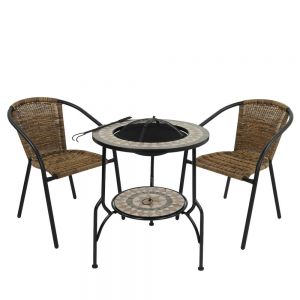 Brava Tall Firepit Table with 2 San Remo Chairs