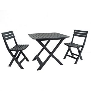 Brescia Anthracite Folding Table with 2 Brescia Chairs