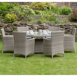 Royalcraft Wentworth Rattan Round 6 Seater Carver Dining Set