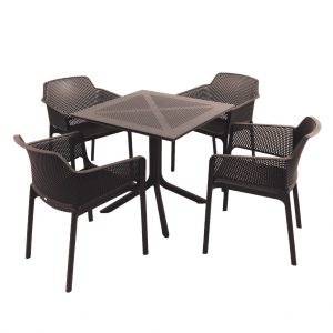 Clip Anthracite Dining Table with 4 Net Chairs