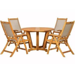 Royalcraft Henley 120cm Round Gateleg Table & 4 Henley Textilene Recliners