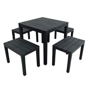 Roma Anthracite Dining Table with Roma benches 