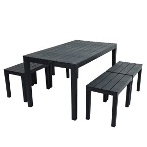 Roma Anthracite Dining Table with Roma benches 