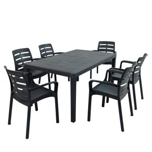 Salerno Anthracite Dining Table with 6 Siena Chairs