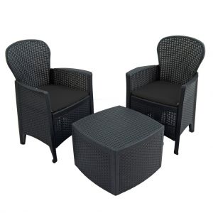 Sicily Anthracite Side Table with 2 Sicily Chairs