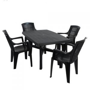 Taranto Anthracite 4-Seater Table with 4 Parma Chairs