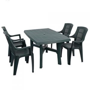 Taranto Green 4-Seater Table with 4 Parma Chairs
