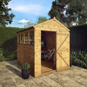 Mercia Pressure Treated Shiplap Apex Shed 8x6 Double Doors