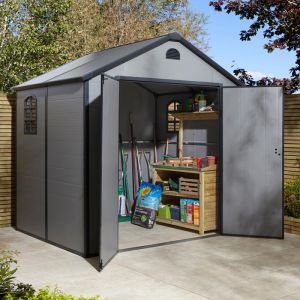 Airevale Plastic Apex Shed 8x6 - Light Grey 