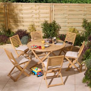 Rowlinson Ashdown Folding 6-Seater Dining Set with Cushions