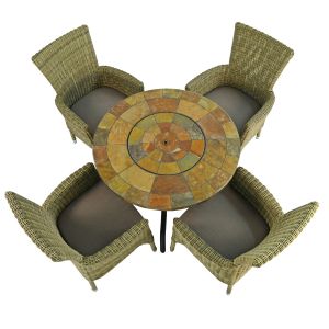 Bayfield 89cm Firepit Table with 4 Dorchester Chairs