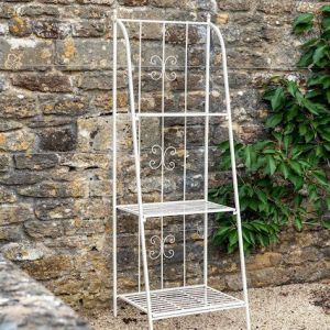 3-Tier Cream Metal Folding Shelves