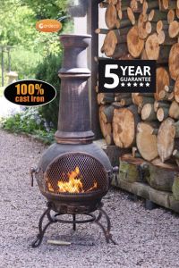 Gardeco Toledo Jumbo Bronze Cast Iron Chiminea with BBQ Grill