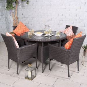 Royalcraft Malaga Rattan Round 4 Seater Dining Set