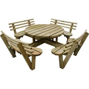 Forest Circular Picnic Table with Seat Backs