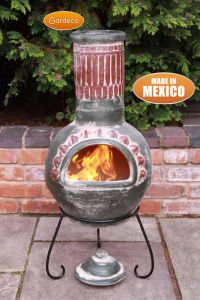 Gardeco Plumas Large Mexican Clay Chiminea Green