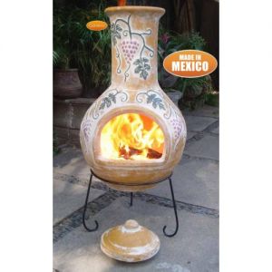 Gardeco Grapes Extra Large Mexican Clay Chiminea Yellow