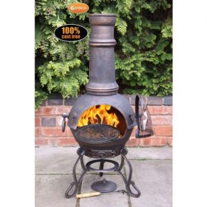 Gardeco Toledo Large Bronze Cast Iron Chiminea with BBQ Grill