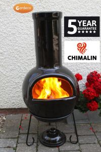 Gardeco Sempra Chimalin AFC Clay Large Glazed Black Chiminea