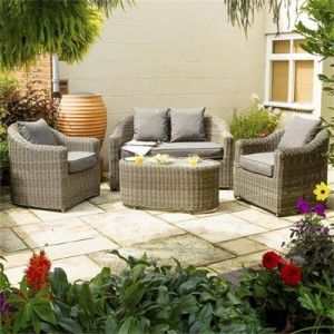 Rowlinson Bunbury Natural Weave Rattan Sofa Set