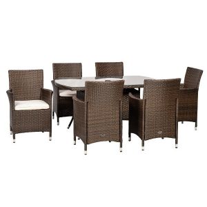 Royalcraft Nevada 6-Seater Brown Rattan Rectangular Dining Set