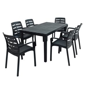 Roma Anthracite Dining Table with 6 Siena Chairs