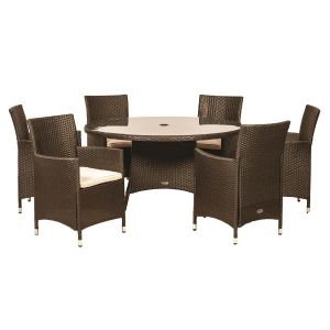 Royalcraft Nevada 6-Seater Brown Rattan Dining Set