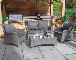 Royalcraft Paris Grey Rattan 4 Seater Lounging Coffee Set