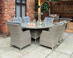 Royalcraft Wentworth Rattan Oval 6 Seater Carver Dining Set