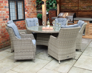  Royalcraft Wentworth Rattan Round 6 Seater Comfort Dining Set