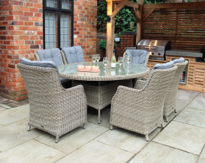  Royalcraft Wentworth Rattan Ellipse 6 Seater Highback Comfort Dining Set