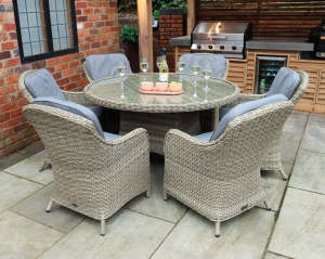 Royalcraft Wentworth Rattan Round 6 Seater Imperial Dining Set 